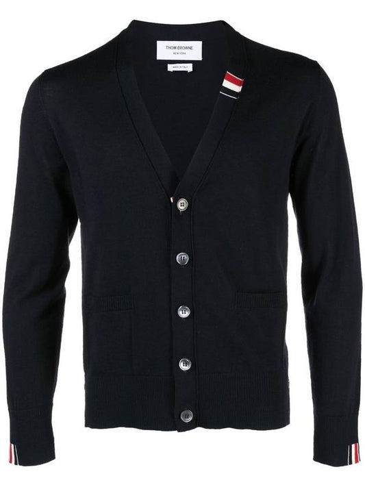 Men's Jersey Stitch V-Neck Cardigan Navy - THOM BROWNE - BALAAN 2