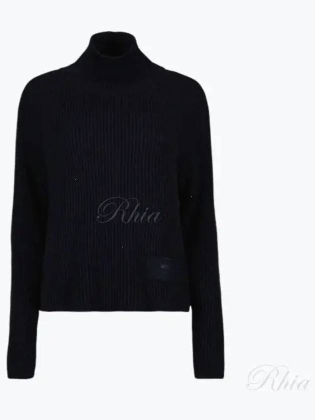 Logo Patch Rib Knit Turtleneck Dark Blue - AMI - BALAAN 2