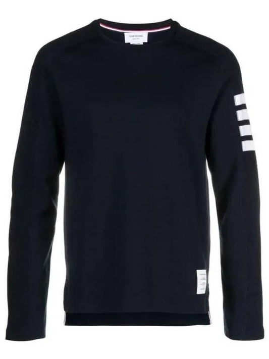 4-Bar Striped Cotton Long Sleeve T-Shirt Navy - THOM BROWNE - BALAAN 2