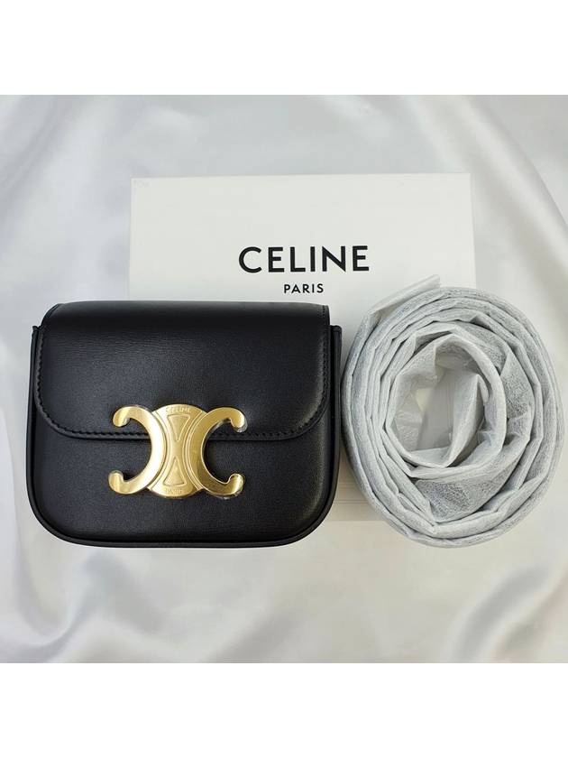 Triomphe Small Shiny Calfskin Cross Bag Black - CELINE - BALAAN 9