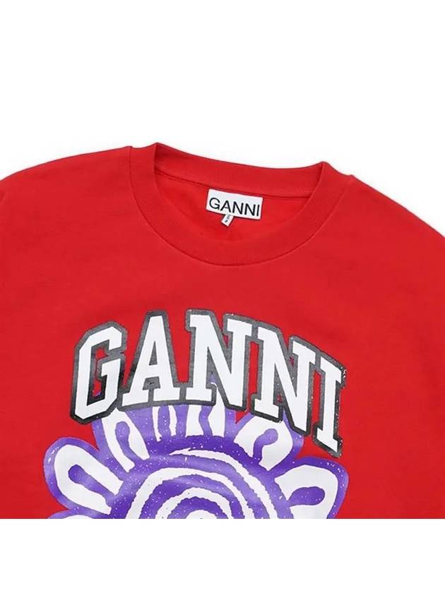 Print Organic Cotton Sweatshirt Red - GANNI - BALAAN 4