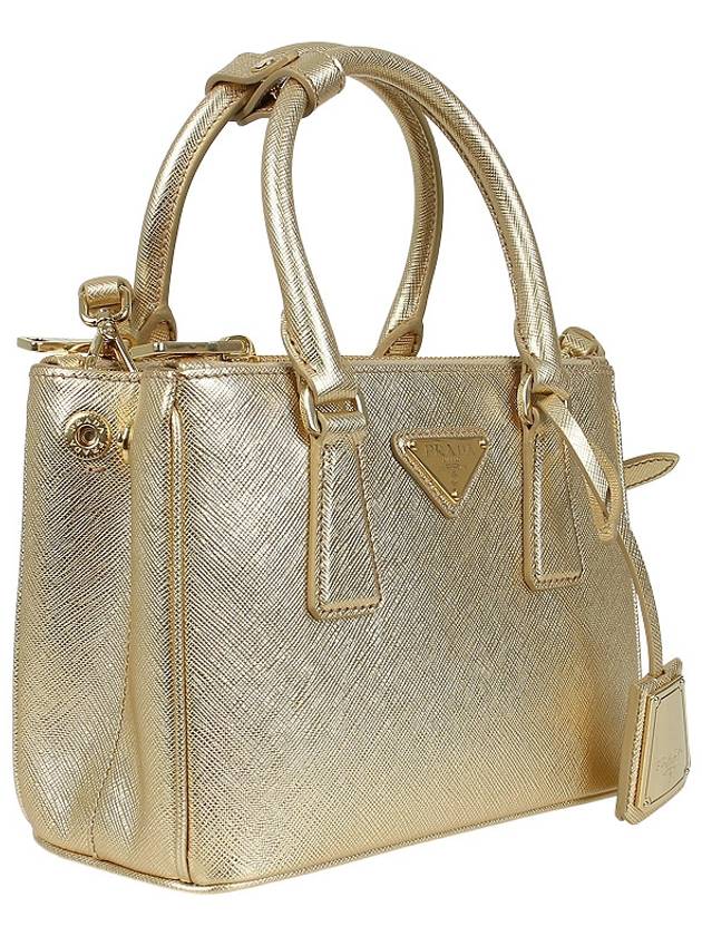 Galleria Saffiano Leather Mini Tote Bag Gold - PRADA - BALAAN 5