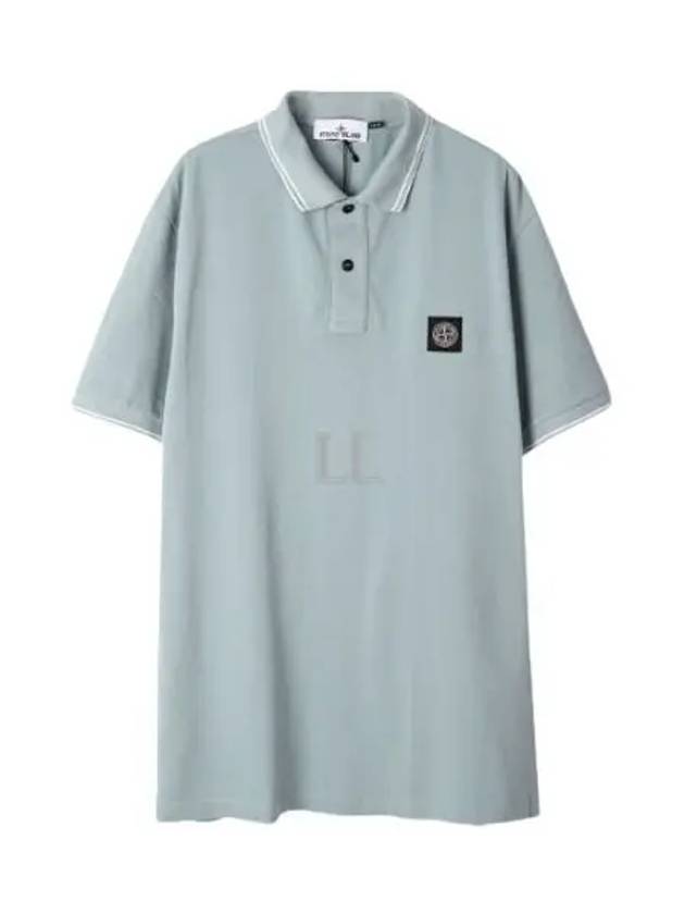 Men's Logo Patch Lining Short Sleeve Polo Shirt Sky Blue - STONE ISLAND - BALAAN 2