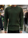 Wappen Patch Crew Neck Ribbed Wool Knit Top Green - STONE ISLAND - BALAAN 3