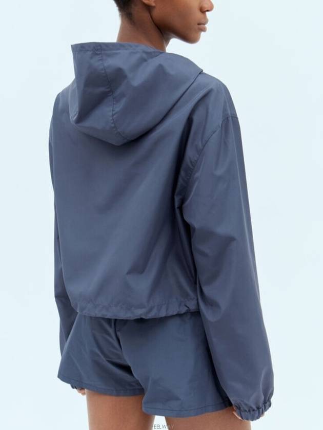 Technical Fabric Logo Hooded Jacket Blue - MIU MIU - BALAAN 5