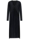 Pleated Open Front Long Cardigan Black - ISSEY MIYAKE - BALAAN 2