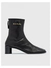 Branded Leather Middle Boots Black - ACNE STUDIOS - BALAAN 2