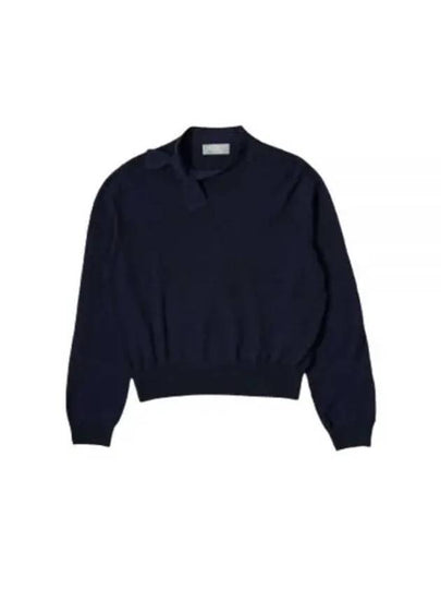 Tie Neck Knit Top Navy - MARGARET HOWELL - BALAAN 2