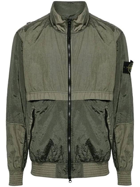 Logo Patch Recycled Nylon Track Jacket Musk Green - STONE ISLAND - BALAAN 2