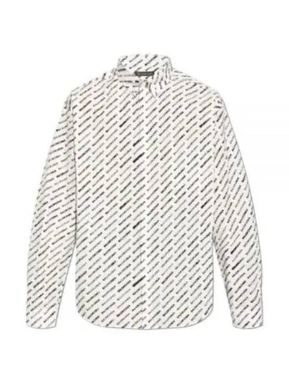 Allover Logo Print Long Sleeve Shirt White Black - BALENCIAGA - BALAAN 2