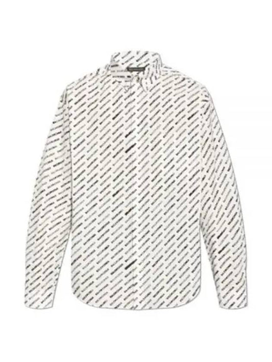 Allover Logo Print Long Sleeve Shirt White Black - BALENCIAGA - BALAAN 2