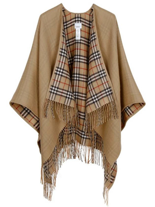 Women's Check Reversible Wool Cape Beige - BURBERRY - BALAAN 2