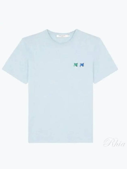 Double Monochrome Fox Head Patch Classic Short Sleeve T-Shirt Sky - MAISON KITSUNE - BALAAN 2