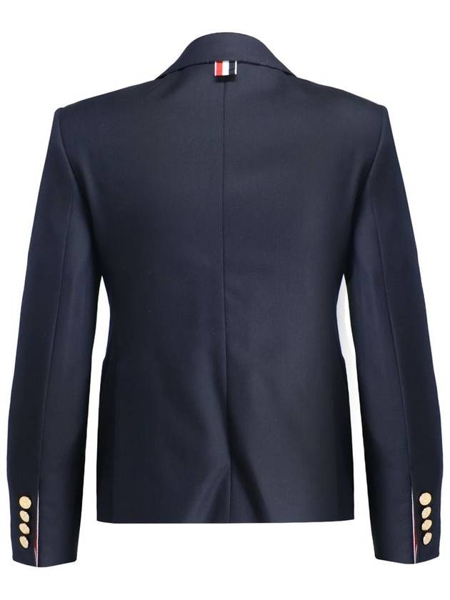 Women's Twill Slim Fit Single Breasted Wool Jacket Navy - THOM BROWNE - BALAAN 3