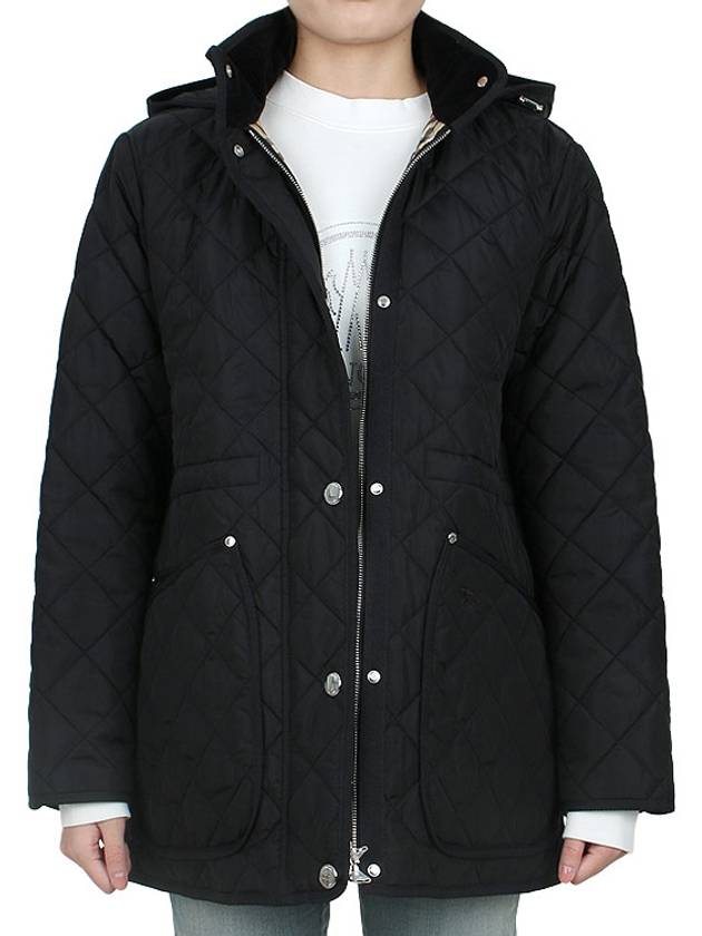 Diamond Quilted Long Nylon Jacket Black - BURBERRY - BALAAN 4