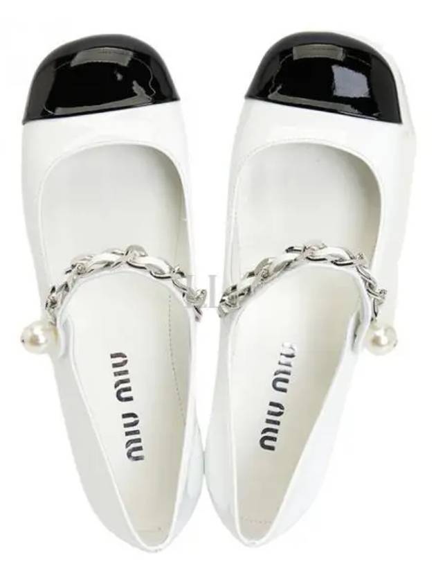 Miu Miu Patent Leather Ballerina Flats Black White - MIU MIU - BALAAN 2