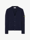 Men's Wappen Patch Button Cardigan Navy - STONE ISLAND - BALAAN 2