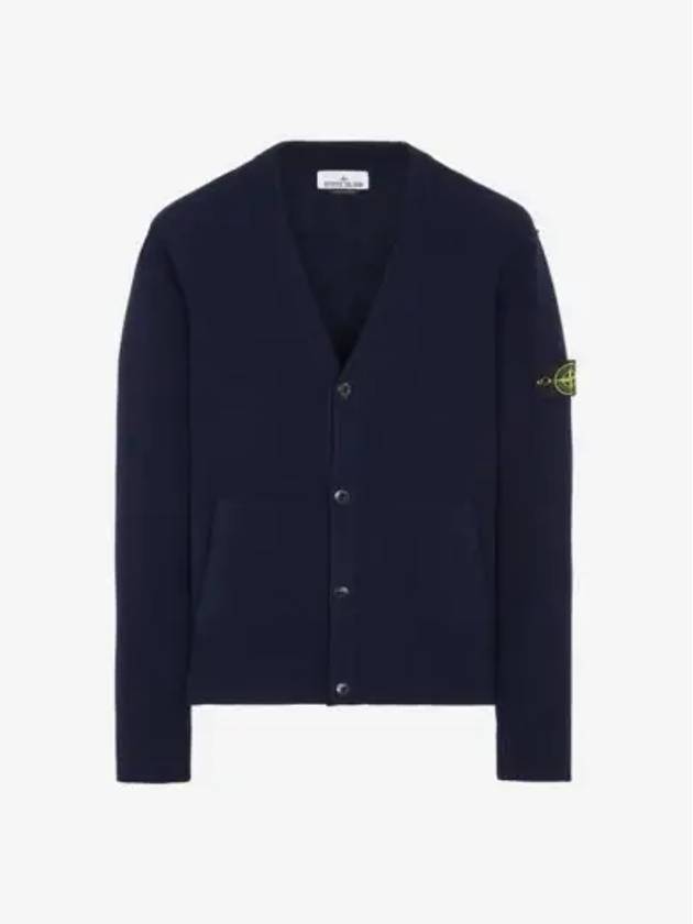 Men's Wappen Patch Button Cardigan Navy - STONE ISLAND - BALAAN 2