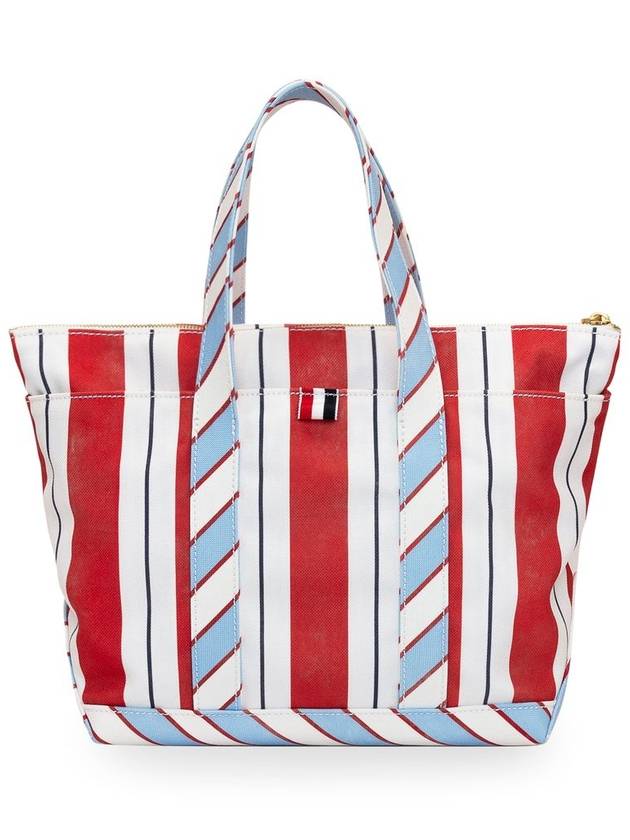 Wash Striped Small Tool Canvas Tote Bag Red - THOM BROWNE - BALAAN 4