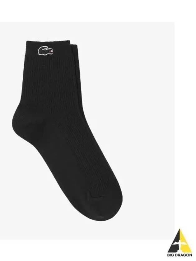 Women s Ribbed Ankle Socks Black - LACOSTE - BALAAN 1