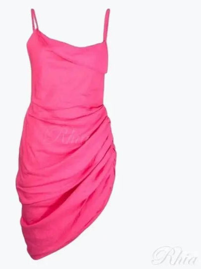 La Robe Saudade Asymmetric Draped Midi Dress Pink - JACQUEMUS - BALAAN 2