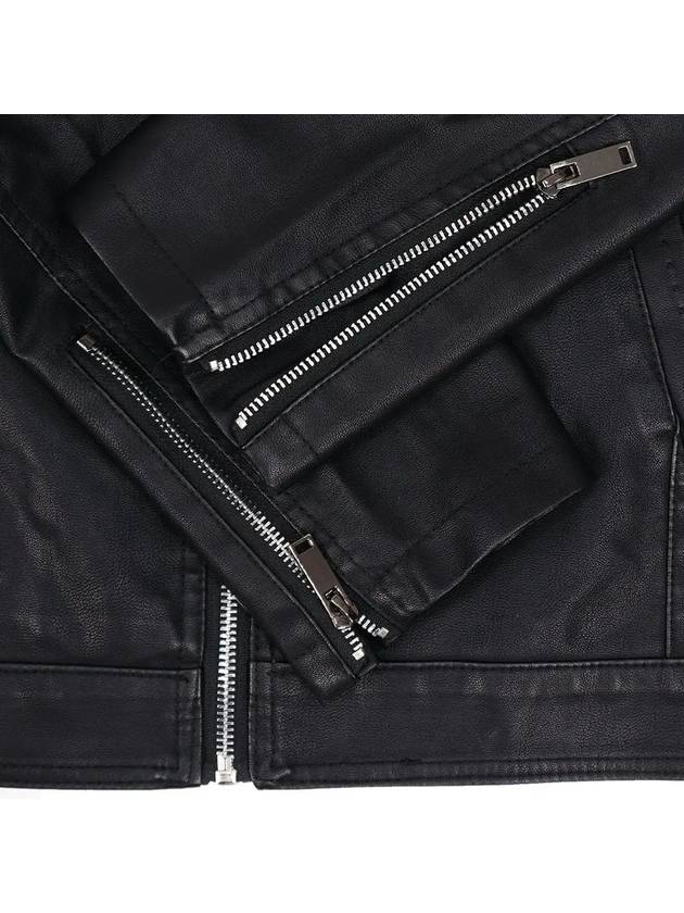 Men's zipper point black eco-leather zip-up leather jumper LJP120 - IKALOOOK - BALAAN 9