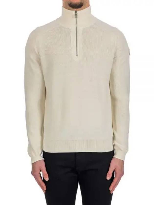 Cotton Cashmere Half Zip Knit Top White - MONCLER - BALAAN 2