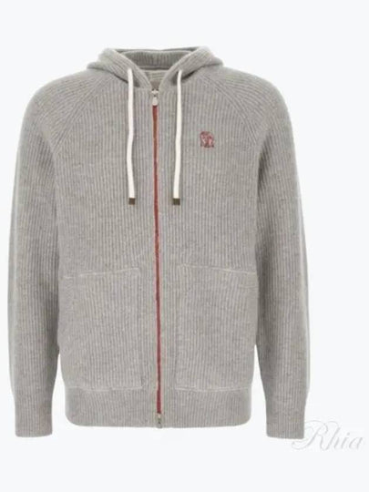 Cashmere English Rib Knit Hooded Cardigan Light Gray - BRUNELLO CUCINELLI - BALAAN 2