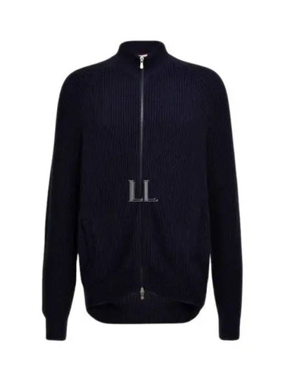 Ribbed Cotton Full-Zip Cardigan Navy - BRUNELLO CUCINELLI - BALAAN 2