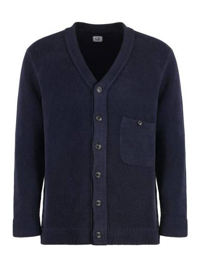 Cotton Chenille Buttoned Cardigan Blue - CP COMPANY - BALAAN 2