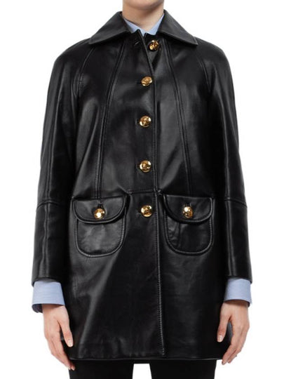 Claudine Collar Soft Lambskin Single Coat Black - CELINE - BALAAN 2