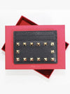 Rockstud Calfskin Card Wallet Black - VALENTINO - BALAAN 3