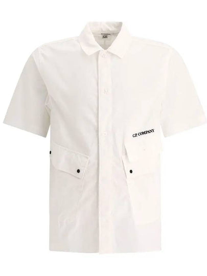 Cotton Popeline Pocket Short Sleeve Shirt White - CP COMPANY - BALAAN 2