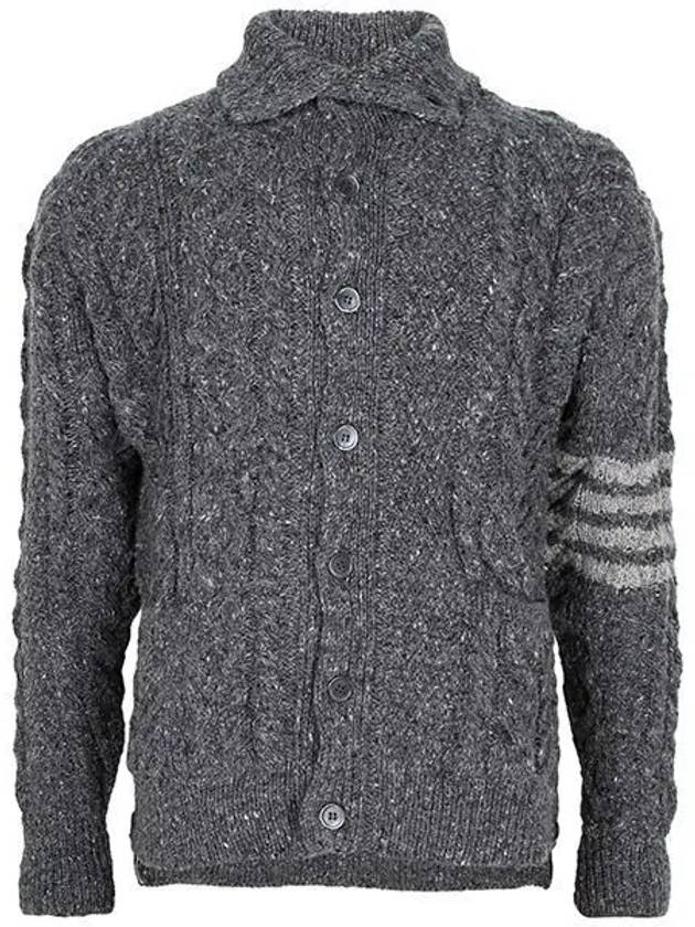 4-Bar Arm Band Knit Cardigan Grey - THOM BROWNE - BALAAN 2