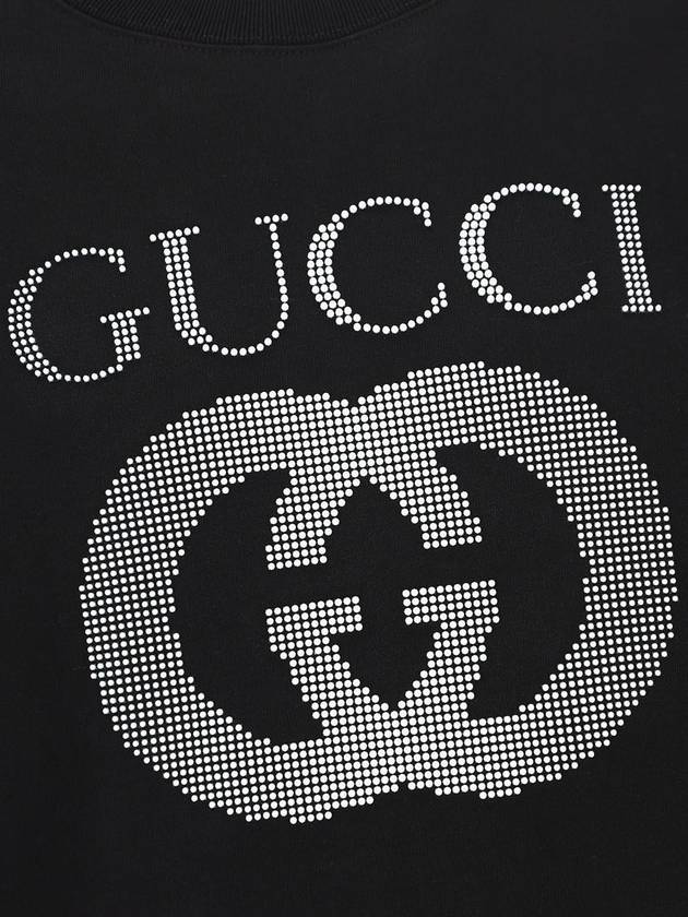 Embellished Logo Crew Neck Sweater Black - GUCCI - BALAAN 4