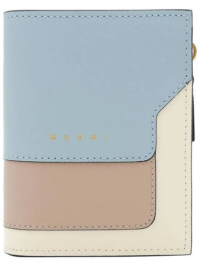 Color Block Leather Half Wallet Blue - MARNI - BALAAN 2