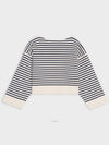 Logo Embroidery Striped Knit Top Cream Navy - CELINE - BALAAN 4