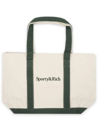 Serif Logo Twotone Tote Bag Cream Moss ACAW232 CR - SPORTY & RICH - BALAAN 2