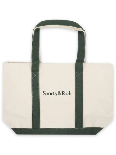 Serif Logo Twotone Tote Bag Cream Moss ACAW232 CR - SPORTY & RICH - BALAAN 1