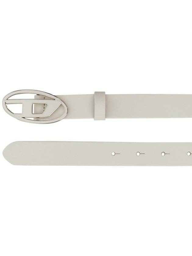 Logo Buckle Leather Belt White - DIESEL - BALAAN 3