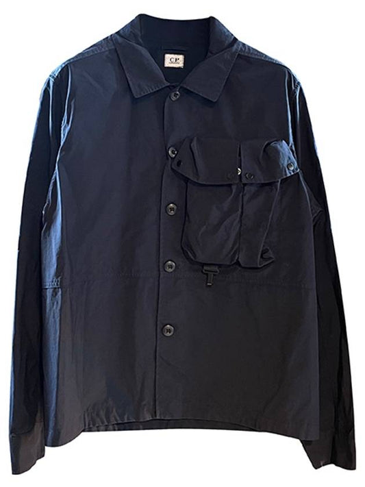 Men's Lens Wappen Tyrone Overfit Long Sleeve Shirt Jacket Navy - CP COMPANY - BALAAN 2