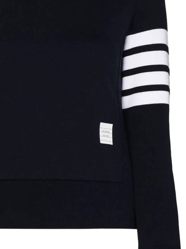 Engineered 4 Bar Stripe Loopback Jersey Knit Crewneck Sweatshirt Navy - THOM BROWNE - BALAAN 3