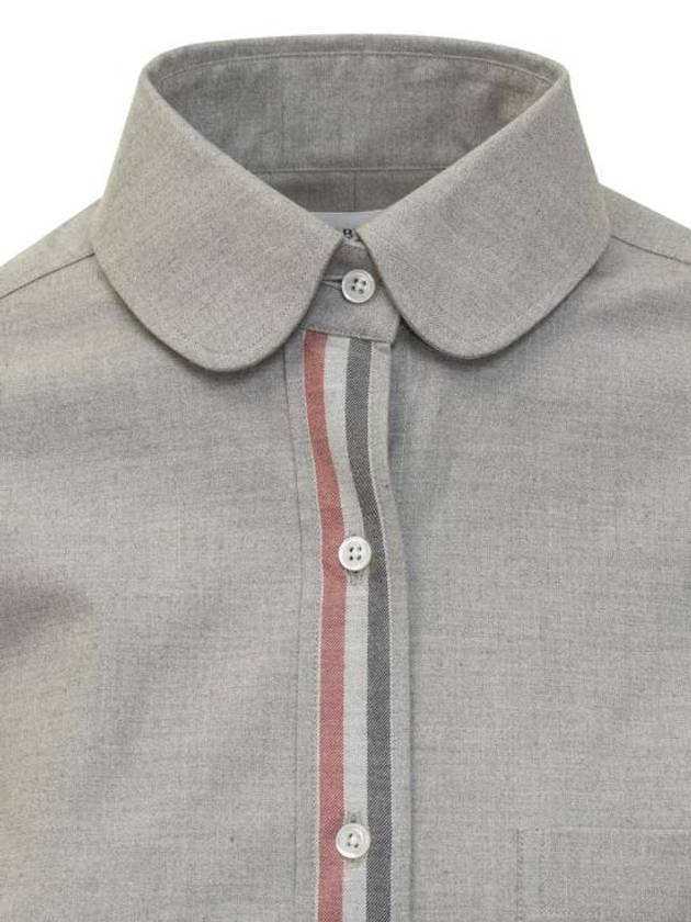 Women s Striped Cotton Crop Long Sleeve Shirt Gray - THOM BROWNE - BALAAN 4