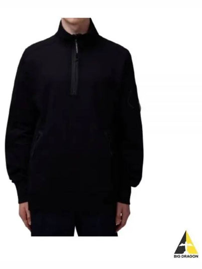 Diagonal Raised Fleece Half Zipped Sweatshirt Black - CP COMPANY - BALAAN 2