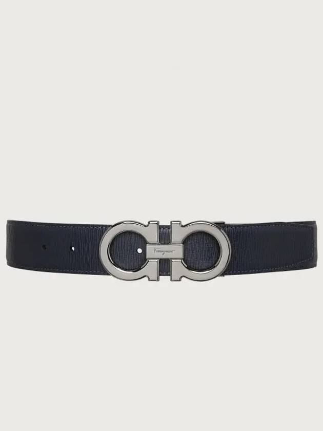 Reversible Gancini Leather Belt Black Navy - SALVATORE FERRAGAMO - BALAAN 2