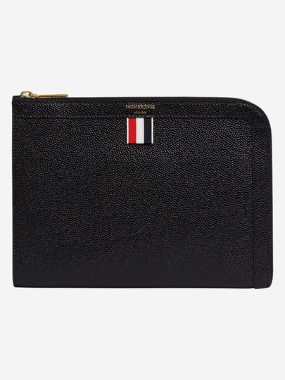 Pebble Minifolio Clutch Bag Black - THOM BROWNE - BALAAN 2