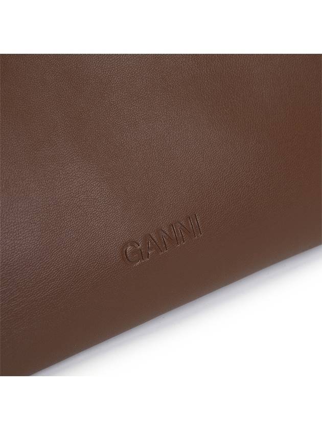 Logo twisted Handle Small Leather Tote Bag Brown - GANNI - BALAAN 10