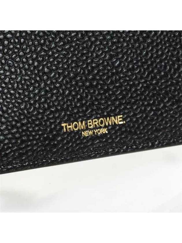 Pebble Grain Leather Half Wallet Black - THOM BROWNE - BALAAN 8