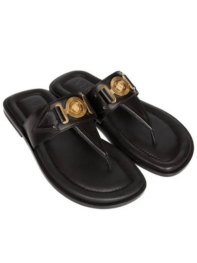 La Medusa Leather Flip Flops Black - VERSACE - BALAAN 2