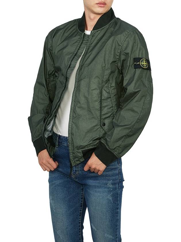 Men's Wappen Patch Zip-Up Bomber Jacket Green - STONE ISLAND - BALAAN 6